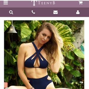 NWT TeenyB Cut Out Halter Bikini Top in Black